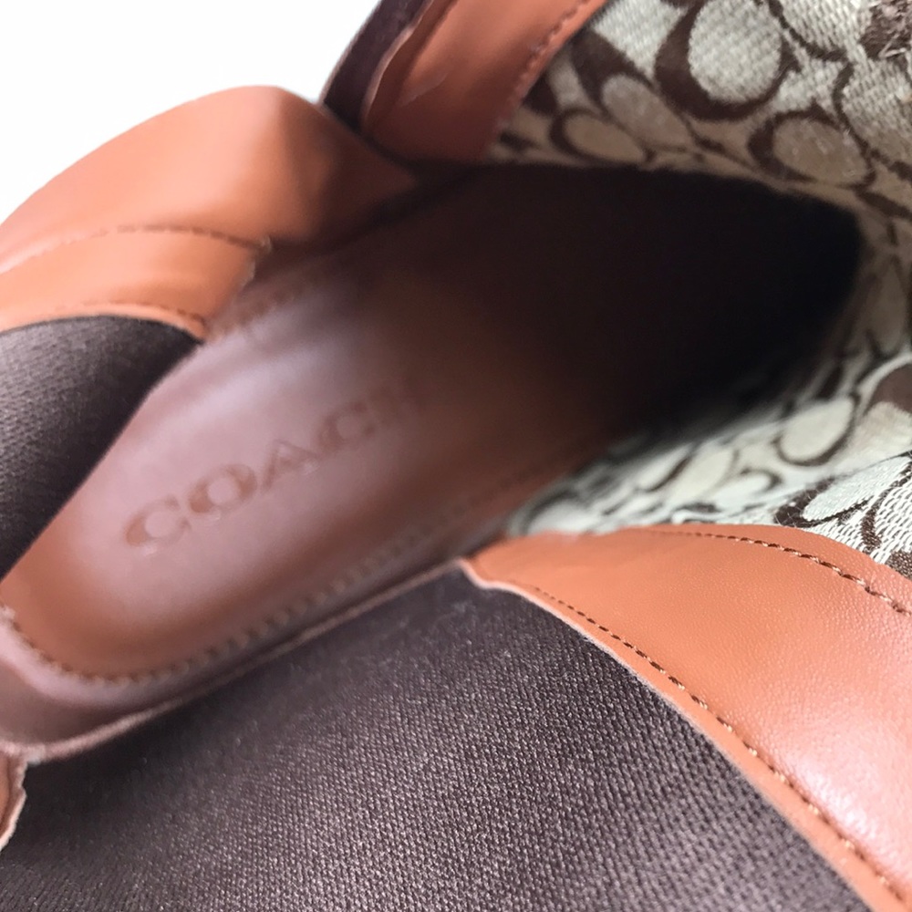 COACH Farrah Brown Leather Tall Riding Boots Logo Buckle NEW NWOB - Picture 13 of 15